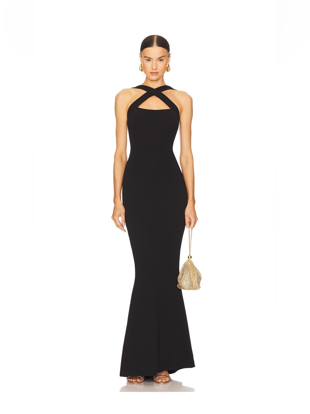 Nookie Classic Black Halter Mermaid Evening Dress Sz XS